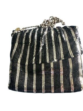 Vintage lLyrella small black and silver mesh bag, EUC